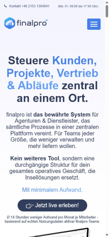 FinalPro mobile interface