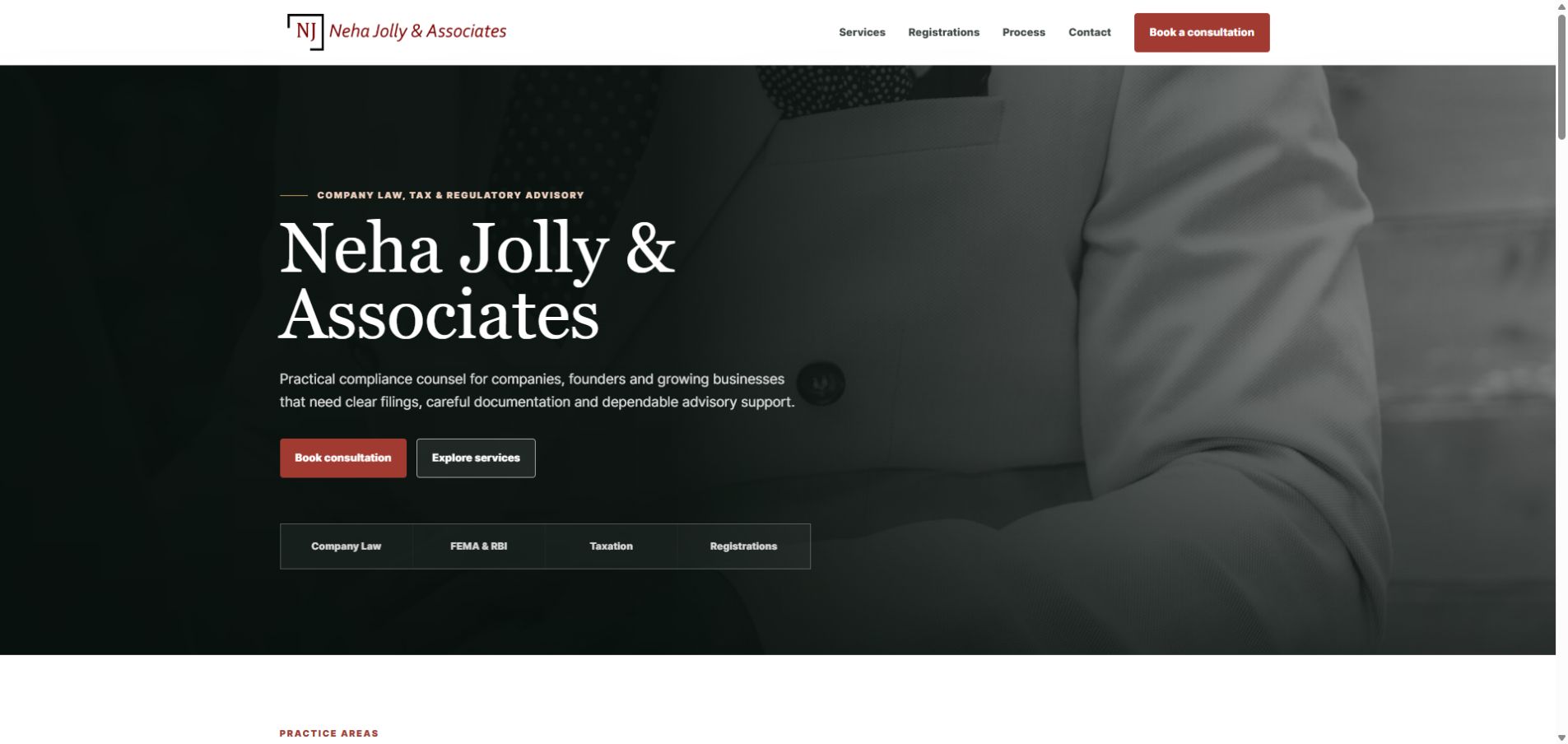 Neha Jolly and Associates professional advisory website